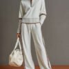 Retro Sporty Webbing Half zip Sweatshirt And Wide leg Pants Set